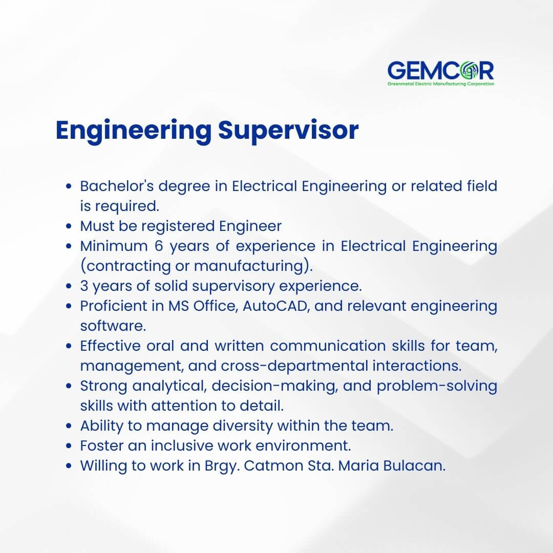 engineering supervisors